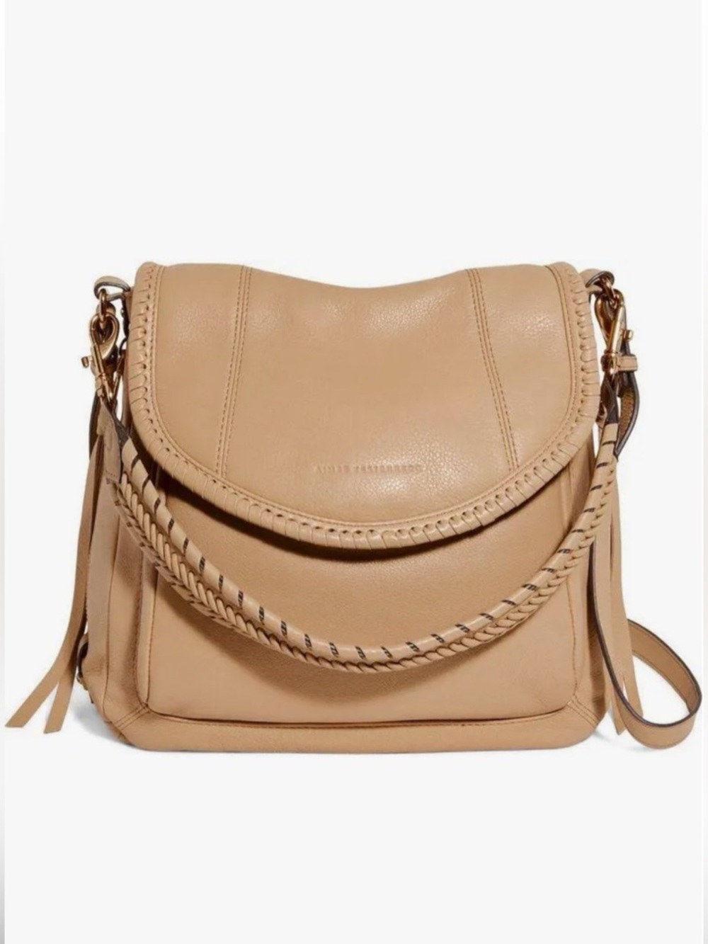 Aimee Kestenberg Beige Braided Leather Shoulder Bag